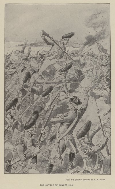 Slaget ved Bunker Hill (litho) av Henry Alexander (after) Ogden