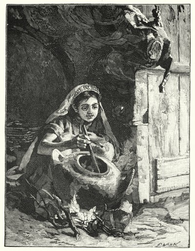 En sydende gryte eller kalderon (litho) av Henry Andrew Harper