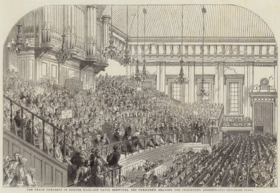 Fredskongressen i Exeter Hall, Sir David Brewster, presidenten, leser åpningstalen av Henry Anelay