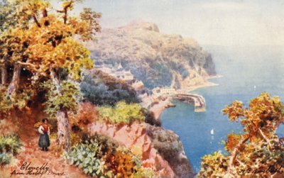 Clovelly, fra Hobby Drive (fargelitografi) av Henry B. (after) Wimbush