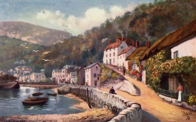 Lynmouth (fargelitografi) av Henry B. (after) Wimbush
