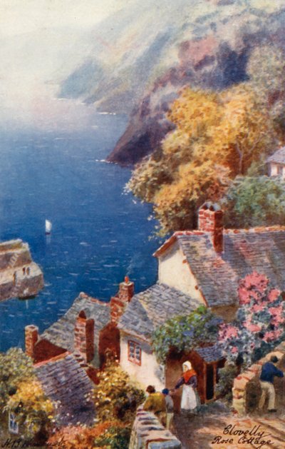 Rose Cottage, Clovelly (fargelitografi) av Henry B. (after) Wimbush