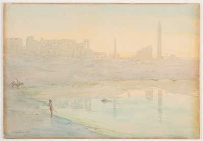Sacred Lake, Karnak, 1905 (wc over blyant på papir) av Henry Bacon