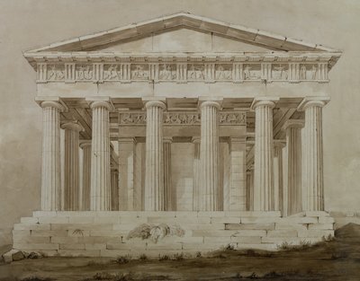 Hefaistos tempel, Athen (sepia wc på papir) av Henry Bailey