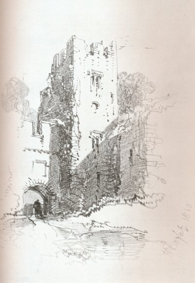 Crookston Castle, nær Paisley, 1840 av Henry Bright