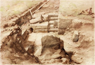 Bremenium, High Rochester i Redesdale (blyant og akvarell på papir (limt på kort)) av Henry Burdon Richardson