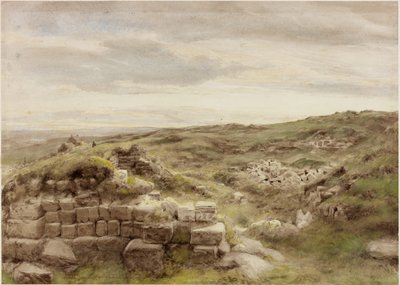 Husmannsplasser, ca. 1848 (blyant og akvarell på papir) av Henry Burdon Richardson