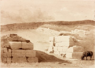 South Gateway, Cawfields (blyant og akvarell på papir (limt på kort)) av Henry Burdon Richardson
