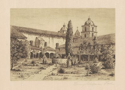 Garden, Mission Santa Barbara, 1888. av Henry Chapman Ford