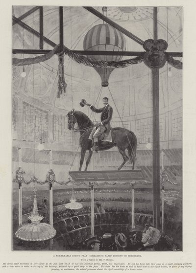 En bemerkelsesverdig sirkusprestasjon, Corradinis raske nedstigning av hesteryggen av Henry Charles Seppings Wright