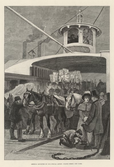 Amerika besøkt av vår spesielle artist, Fulton Ferry, New York av Henry Charles Seppings Wright