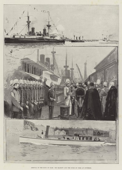 Ankomst av kongen av Siam, Hans Majestet og hertugen av York til Spithead av Henry Charles Seppings Wright