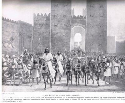 Kyros inntog i Babylon, illustrasjon fra 