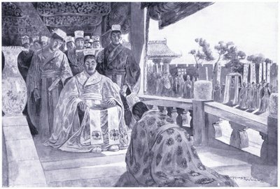 Han Yu presenterer minnesmerket sitt av Henry Charles Seppings Wright