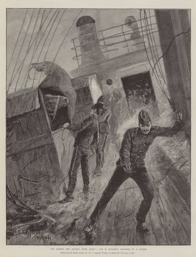 Han lukter slaget langveisfra, Sir R Bullers Charger in a Storm av Henry Charles Seppings Wright