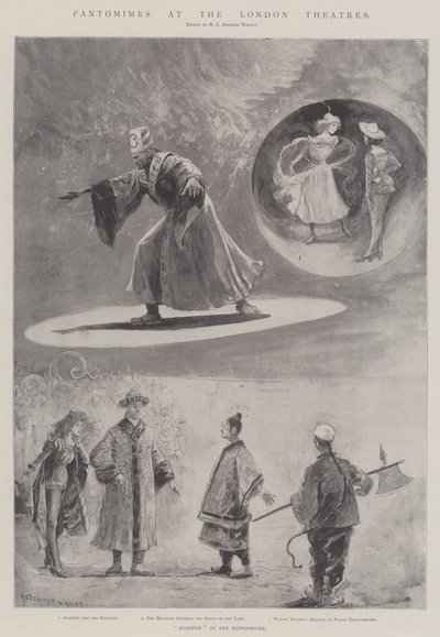 Pantomimes på London Theatres (litho) av Henry Charles Seppings Wright