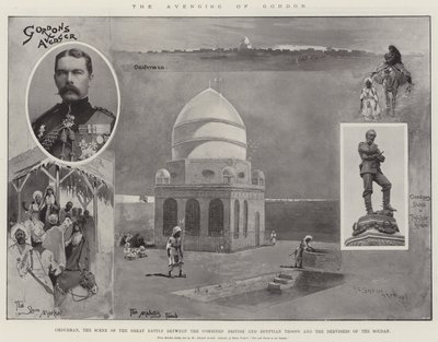 The Avenging of Gordon, Omdurman, scenen for det store slaget mellom de kombinerte britiske og egyptiske troppene og dervisjene i Soudan av Henry Charles Seppings Wright