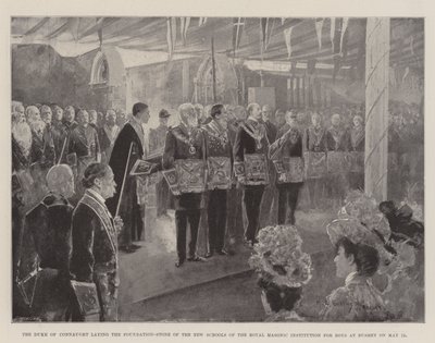 Hertugen av Connaught legger grunnsteinen til de nye skolene til Royal Masonic Institution for Boys i Bushey 12. mai av Henry Charles Seppings Wright