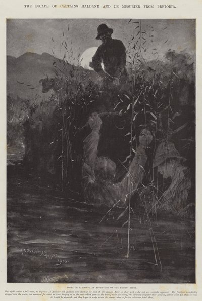 The Escape of Captains Haldane and Le Mesurier from Pretoria av Henry Charles Seppings Wright