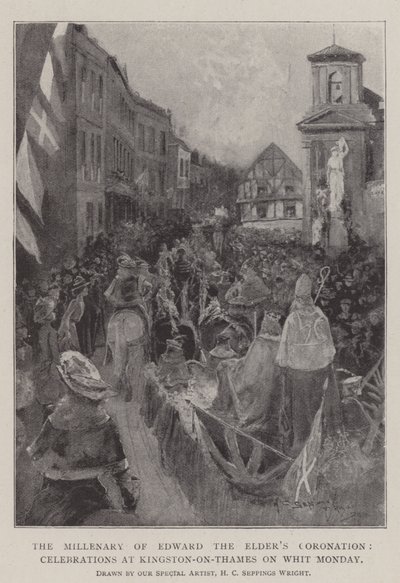 Tusenårsjubileet for Edward den eldstes kroning, feiringer i Kingston-on-Thames på pinsedag av Henry Charles Seppings Wright