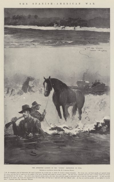 Den spansk-amerikanske krigen, forsøket på landing av Gussie-ekspedisjonen på Cuba av Henry Charles Seppings Wright