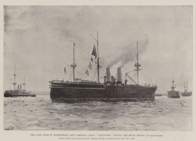 Den avdøde hertugen av Edinburghs siste kommando, HMS Alexandra flyr Royal Ensign på halv stang av Henry Charles Seppings Wright