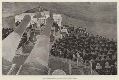 Med Middelhavsflåten utenfor Salonica, søndagstjeneste av Henry Charles Seppings Wright