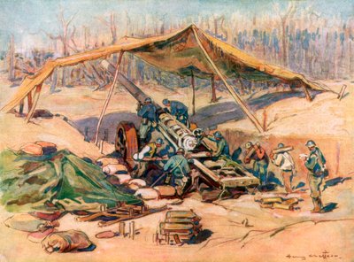 Fransk artilleristilling, Frankrike, 1918, 1926. av Henry Cheffer