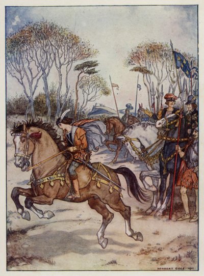 En fin utstilling av horsemanship (farge litho) av Henry Cole