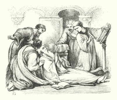 Den ærverdige Bedas død (gravering) av Henry Courtney (after) Selous