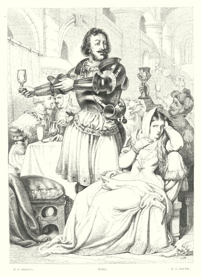 Lord Byrons barn Harold, Canto III, strofe 48 (gravering) av Henry Courtney (after) Selous