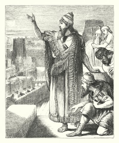 Nebukadnesar i Babylon (gravering) av Henry Courtney (after) Selous