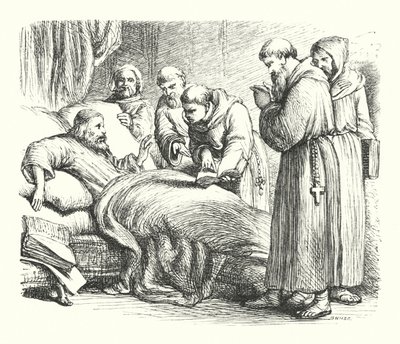 Wycliffe på dødsleie (gravering) av Henry Courtney (after) Selous