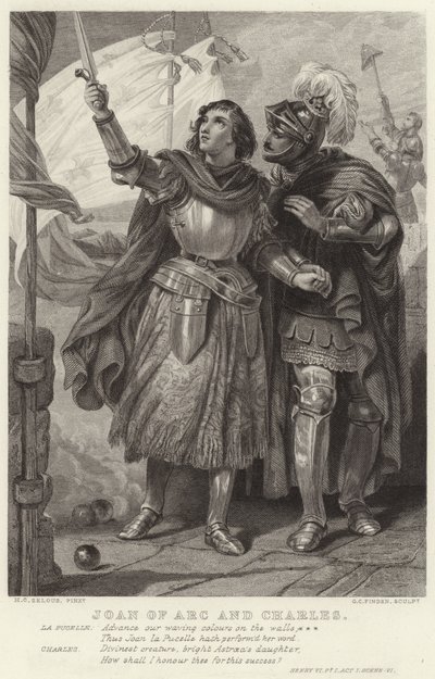 Joan of Arc og Charles, Henry VI, Pt I, Act I, Scene VI av Henry Courtney Selous