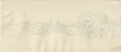 Lichfield - North View (fjern): blyanttegning, nd [1788-1855] (tegning) av Henry Curzon Allport