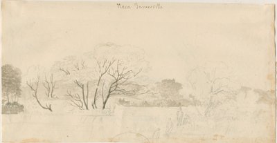 Tamworth - Distant View: blyanttegning, nd [1788-1855] (tegning) av Henry Curzon Allport