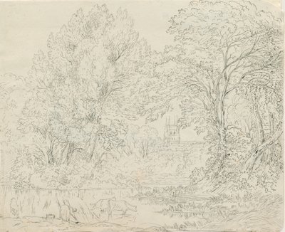 Tamworth - Rural View: penn- og blekktegning, nd [1788-1855] av Henry Curzon Allport