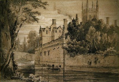 Magdalen College - En utsikt over Cherwell ser mot broen (blyant og akvarell på papir) av Henry Edridge