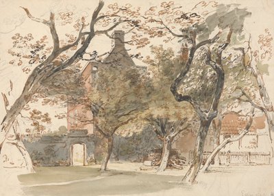 En del av et hus og hage av Henry Edridge
