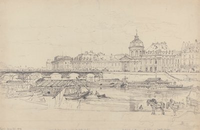 Mynten, Pont des Arts og Institut de France, Paris av Henry Edridge
