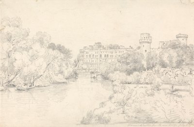 Warwick Castle fra New Bridge av Henry Edridge