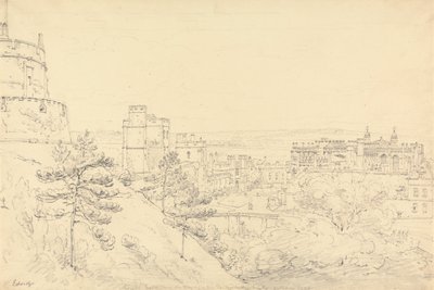 Windsor Castle fra Glacis of the Round Tower av Henry Edridge