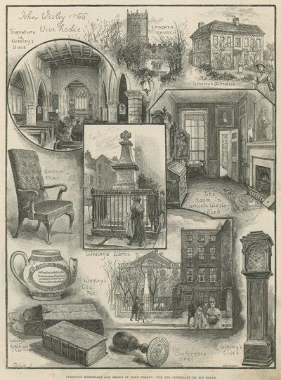 Personlige minnesmerker og relikvier av John Wesley: for hundreårsdagen for hans død (gravering) av Henry Edward Tidmarsh