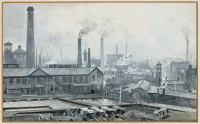 Utsikt fra London Road Station, Hoyle's Print Works (akvarell på papir) av Henry Edward Tidmarsh