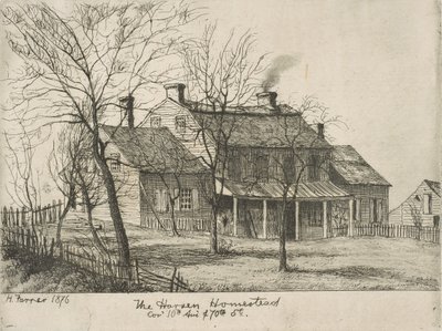The Harsen Homestead, hjørnet av 10th Avenue og 70th Street fra Scenes of Old New York, 1876. av Henry Farrer