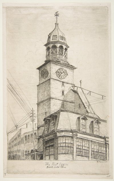 Postkontoret, Middle Dutch Church fra Scenes of Old New York, 1870. av Henry Farrer