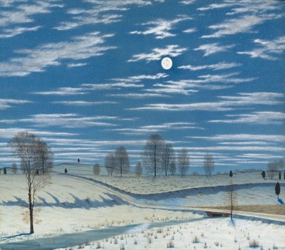 Vinterscene i måneskinn, 1869 av Henry Farrer