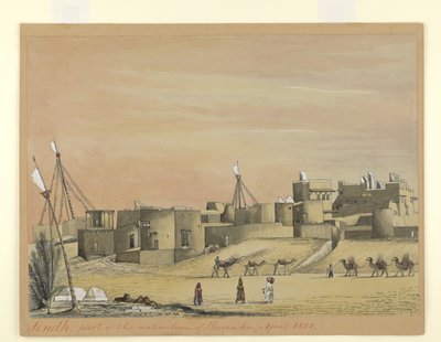 En del av den opprinnelige byen Kurachee (Karachi), april 1851 (akvarell på papir) av Henry Francis Ainslie