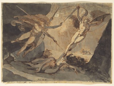 Satan starter fra berøringen av Ithuriels spyd, 1776. av Johann Heinrich Füssli