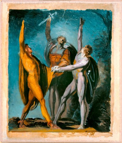 Skisse for "Oath on the Rütli," kvinnelig figur (verso) av Johann Heinrich Füssli